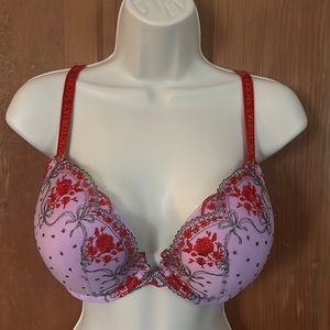 Victoria’s Secret 36DD Red, Purple, and Silver Push Up Bra